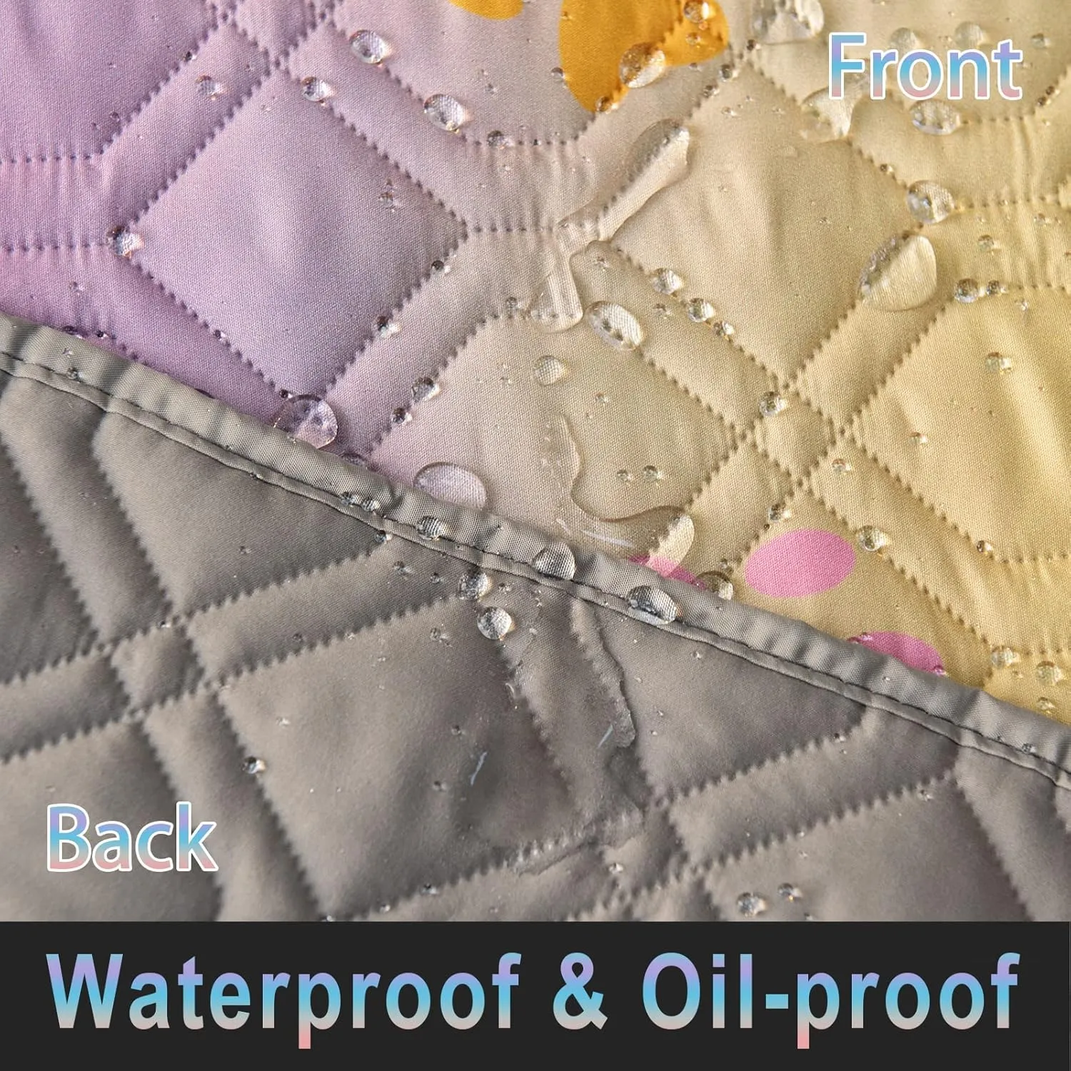 100% Waterproof Dog Bed Cover 102x82 in Reversible Changing Pad Reusable Camping Mat for Kids/Pet/Dog/Cat Washable Geometric Embroidery Blanket Patchwork Rainbow Dog Paw Printed Gray