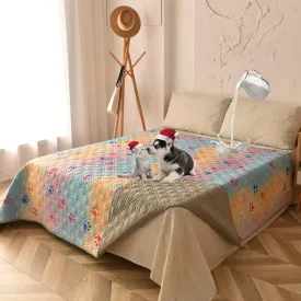 100% Waterproof Dog Bed Cover 102x82 in Reversible Changing Pad Reusable Camping Mat for Kids/Pet/Dog/Cat Washable Geometric Embroidery Blanket Patchwork Rainbow Dog Paw Printed Gray