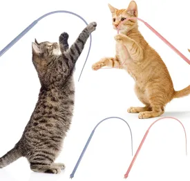 2 Pcs Cat Toys: Interactive Silicone Tail Teaser Wand for Bored Indoor Adult Cats