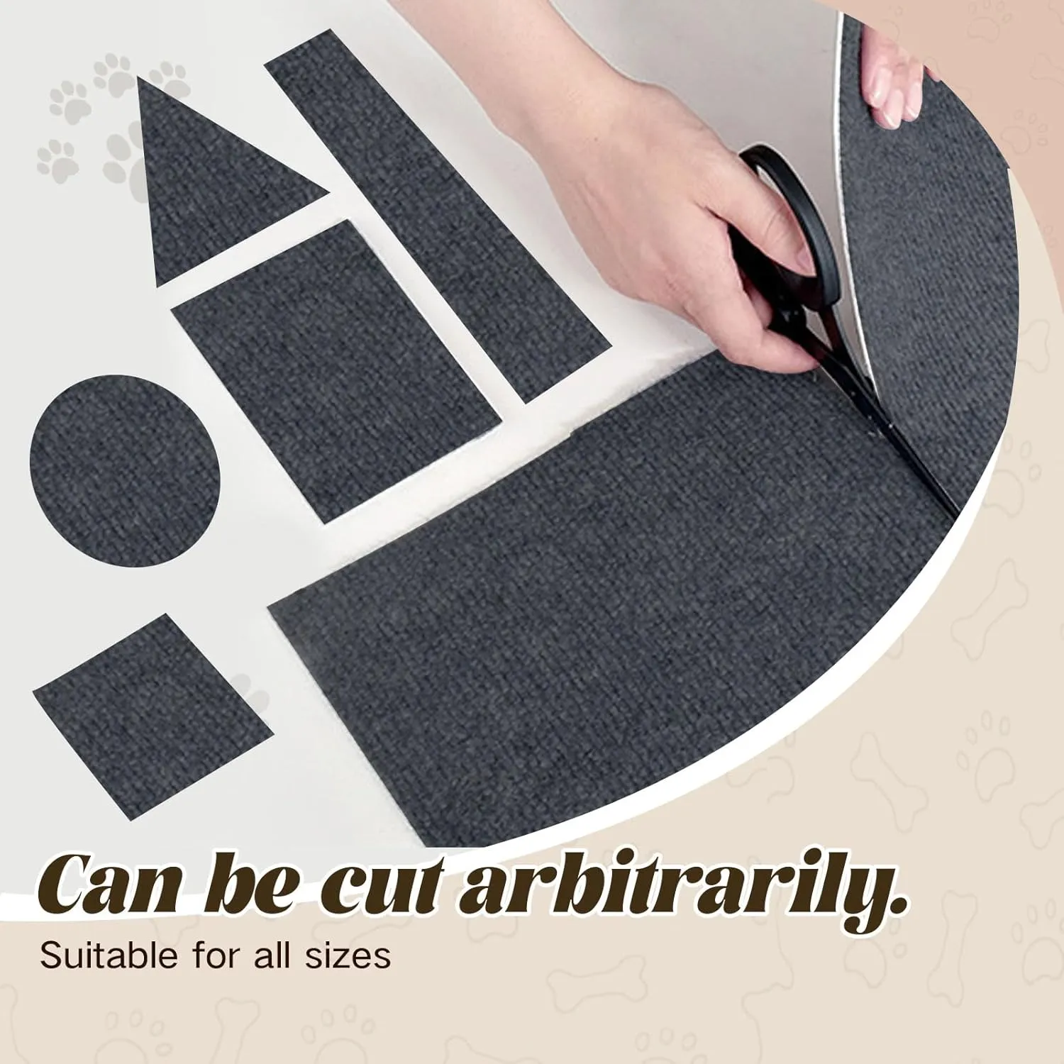 2 Pcs Self Adhesive Cat Scratch Mats Trimmable DIY Pet Scratcher Pads for Couch, Wall, Doors & Furniture Protection Cat Replacement Mat for Protecting Furniture 39.3x15.7, Grey
