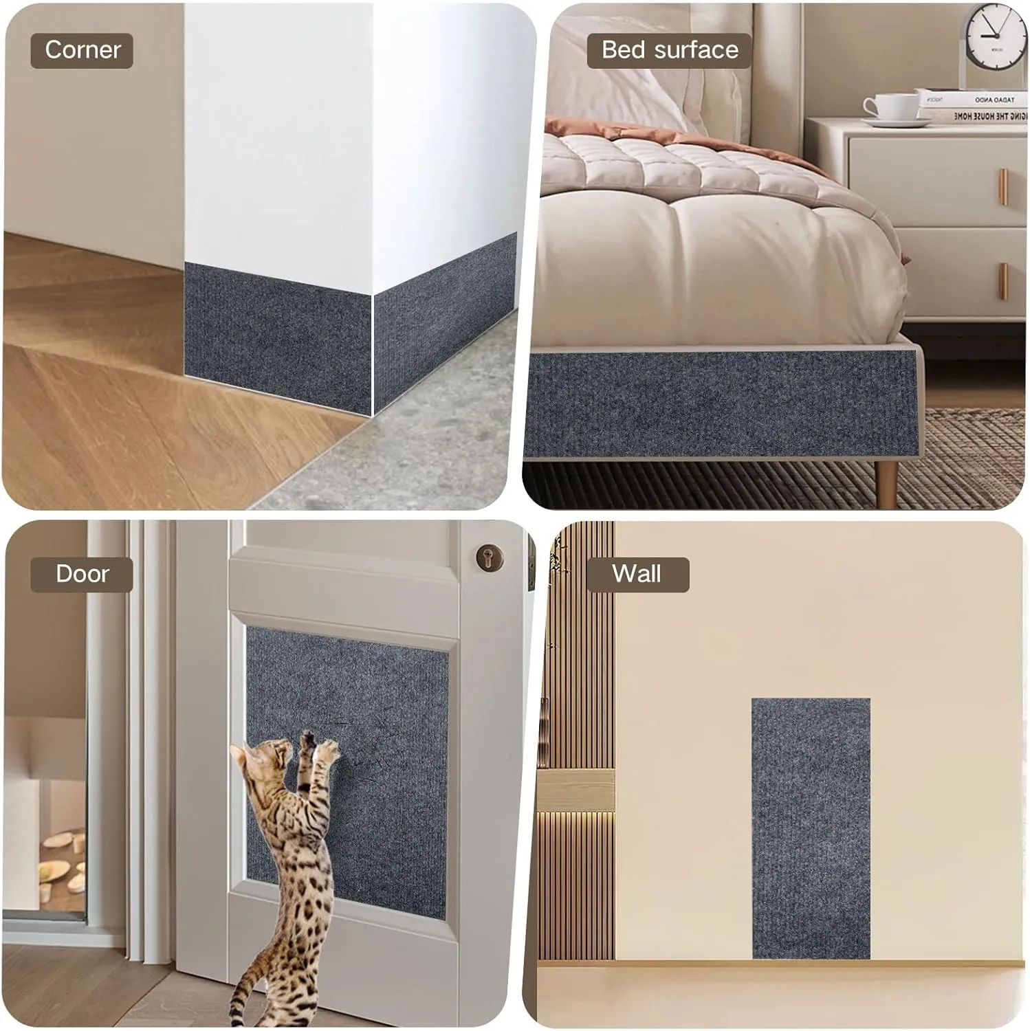 2 Pcs Self Adhesive Cat Scratch Mats Trimmable DIY Pet Scratcher Pads for Couch, Wall, Doors & Furniture Protection Cat Replacement Mat for Protecting Furniture 39.3x15.7, Grey