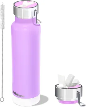 24 oz Insulated Slim Water Bottle with Flip Straw and Handle, Stainless Steel Water Bottles, Fits Car CupHolder, 100% Leak Proof, Keeps Drink Cold Up to 24 Hours, Sports/Gift (Fantasy Purple)