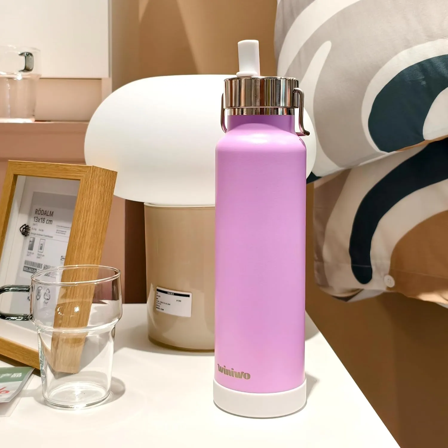 24 oz Insulated Slim Water Bottle with Flip Straw and Handle, Stainless Steel Water Bottles, Fits Car CupHolder, 100% Leak Proof, Keeps Drink Cold Up to 24 Hours, Sports/Gift (Fantasy Purple)