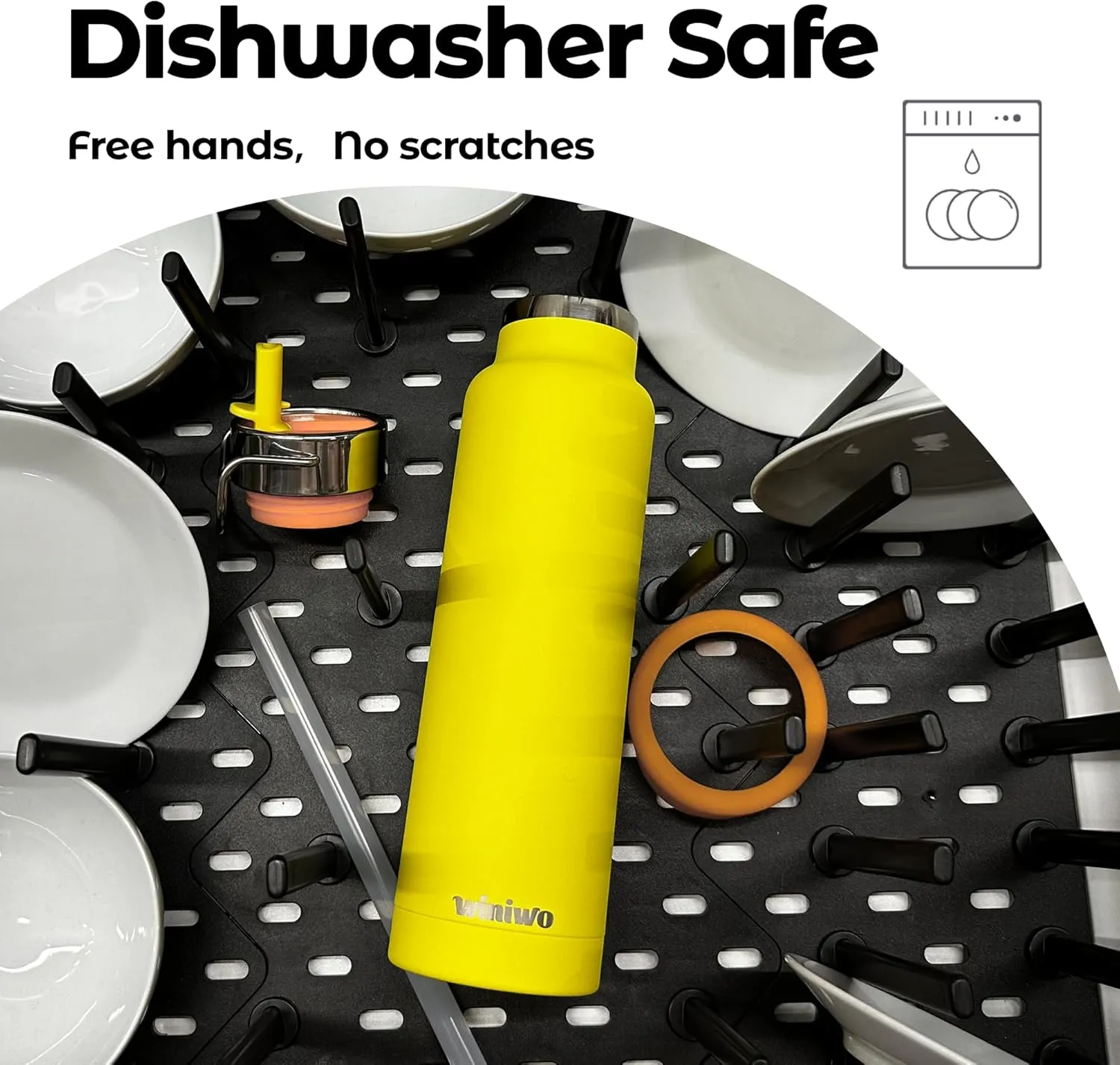 24 oz Insulated Slim Water Bottle with Flip Straw and Handle, Stainless Steel Water Bottles, Fits Car CupHolder, 100% Leak Proof, Keeps Drink Cold Up to 24 Hours, Sports/Gift (Power Yellow)