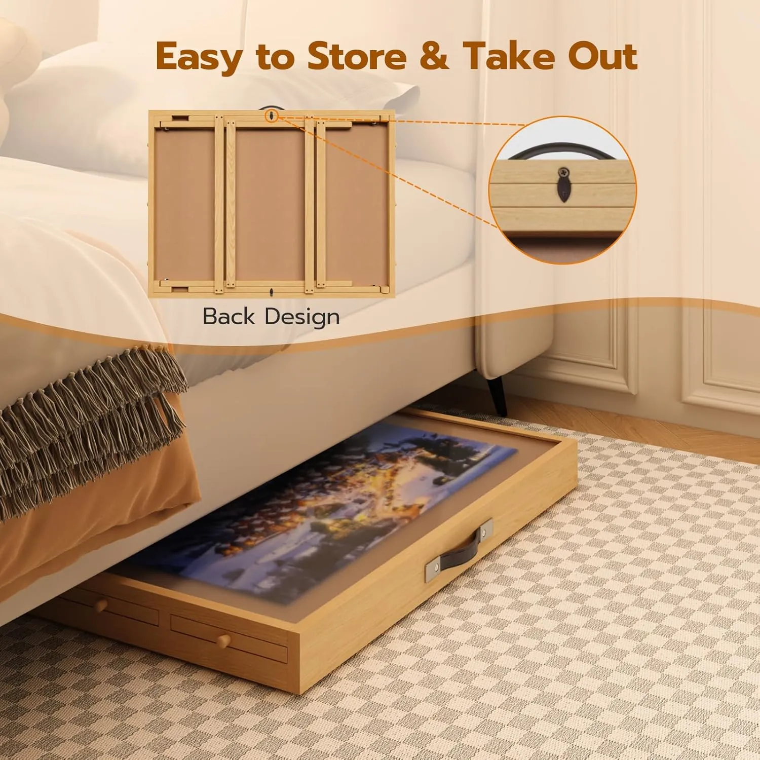 27.7" H Tall Puzzle Table with 6 Drawers, 1500 Pieces Jigsaw Puzzle Board with Folding Legs & Protective Cover - 34" x 26" Portable Table for Adults