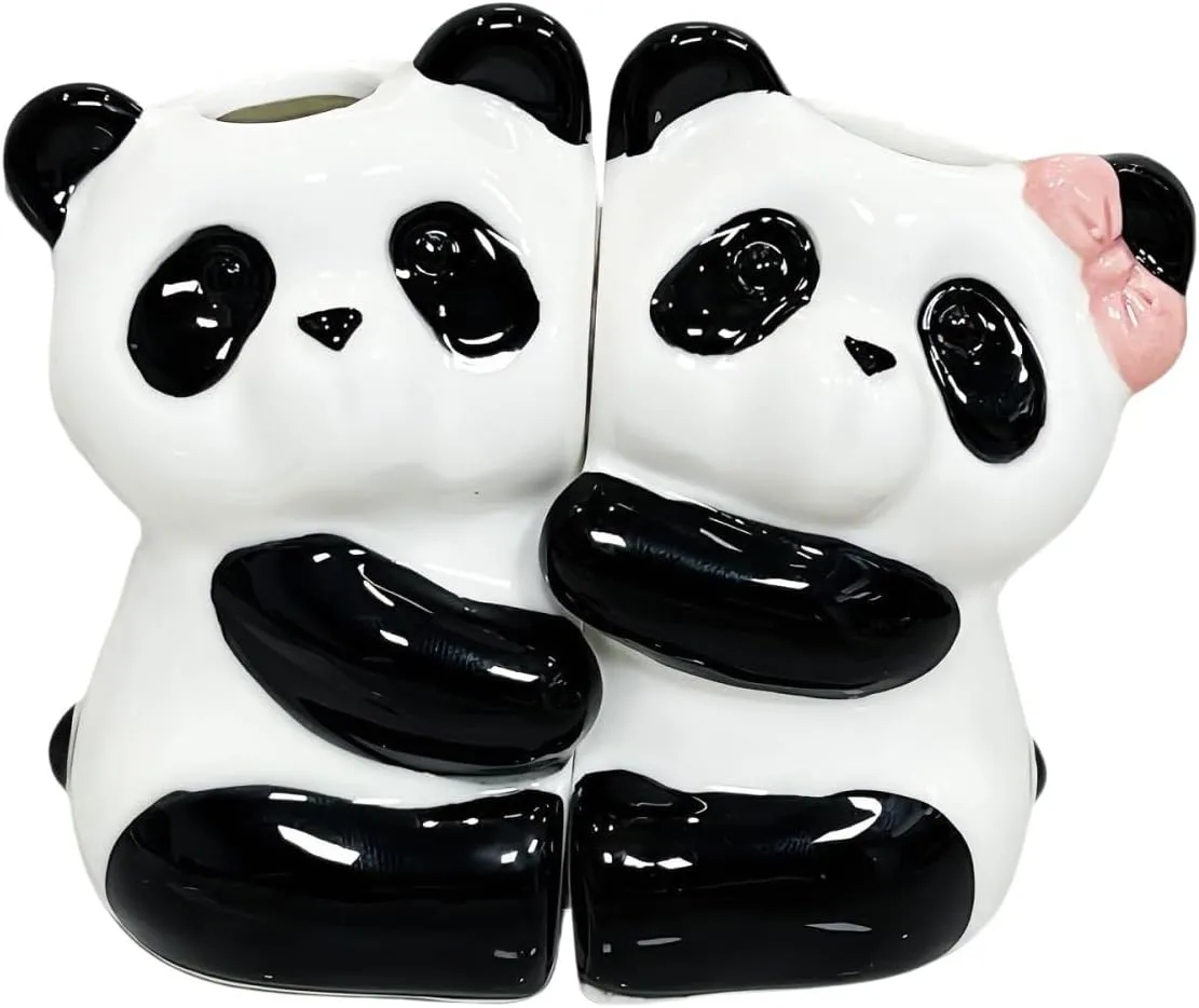 2PCS Panda Toothbrush Holder, Fun Animal Panda Toothbrush Holder, Cute Panda Personalized Decoration, Ceramic Panda Shaped Toothbrush Holder, Bathroom Countertop Accessories, for Home