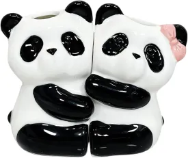 2PCS Panda Toothbrush Holder, Fun Animal Panda Toothbrush Holder, Cute Panda Personalized Decoration, Ceramic Panda Shaped Toothbrush Holder, Bathroom Countertop Accessories, for Home