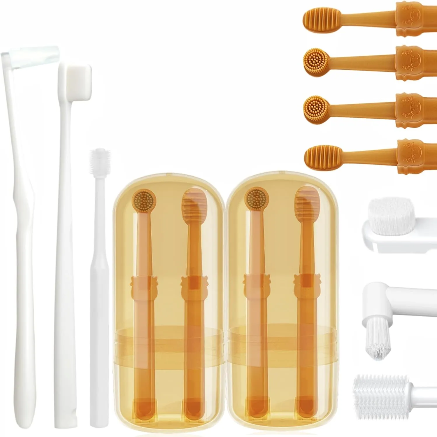 7 Pack Small Dog Toothbrush Kit, 360 Pet Toothbrush & Cat Silicone Toothbrush with Storage Cup & Soft Bristles Tooth Brush & Mini Head Oral Brush, Dental Care for Kitten Doggie