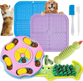 9 PCS Interactive Dog Puzzle Toy Set, Mentally Stimulating Dog Enrichment Toys for Small to Medium Smart Dogs, Includes Lick Mat with Suction Cups and Snuffle Mat for Dogs