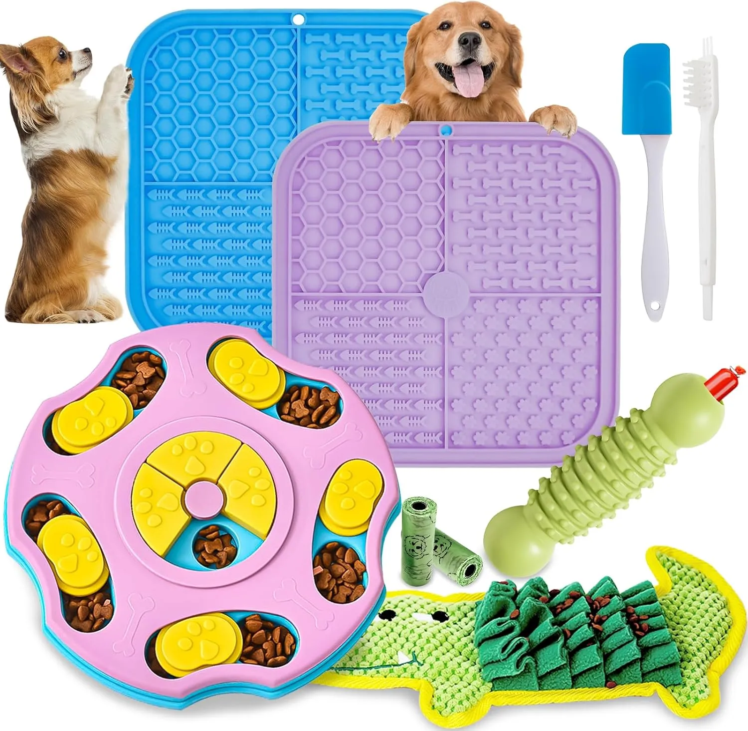 9 PCS Interactive Dog Puzzle Toy Set, Mentally Stimulating Dog Enrichment Toys for Small to Medium Smart Dogs, Includes Lick Mat with Suction Cups and Snuffle Mat for Dogs