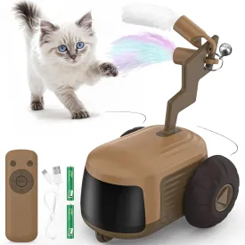 Automatic/Remote Control Cat Toy, Smart Obstacle Avoidance Interactive Cat Toys for Indoor Cat, 2-Speed Kitten Toys, Rechargeable Cat Toys for Bored Indoor Adult Cats Turbo Tail 4.0