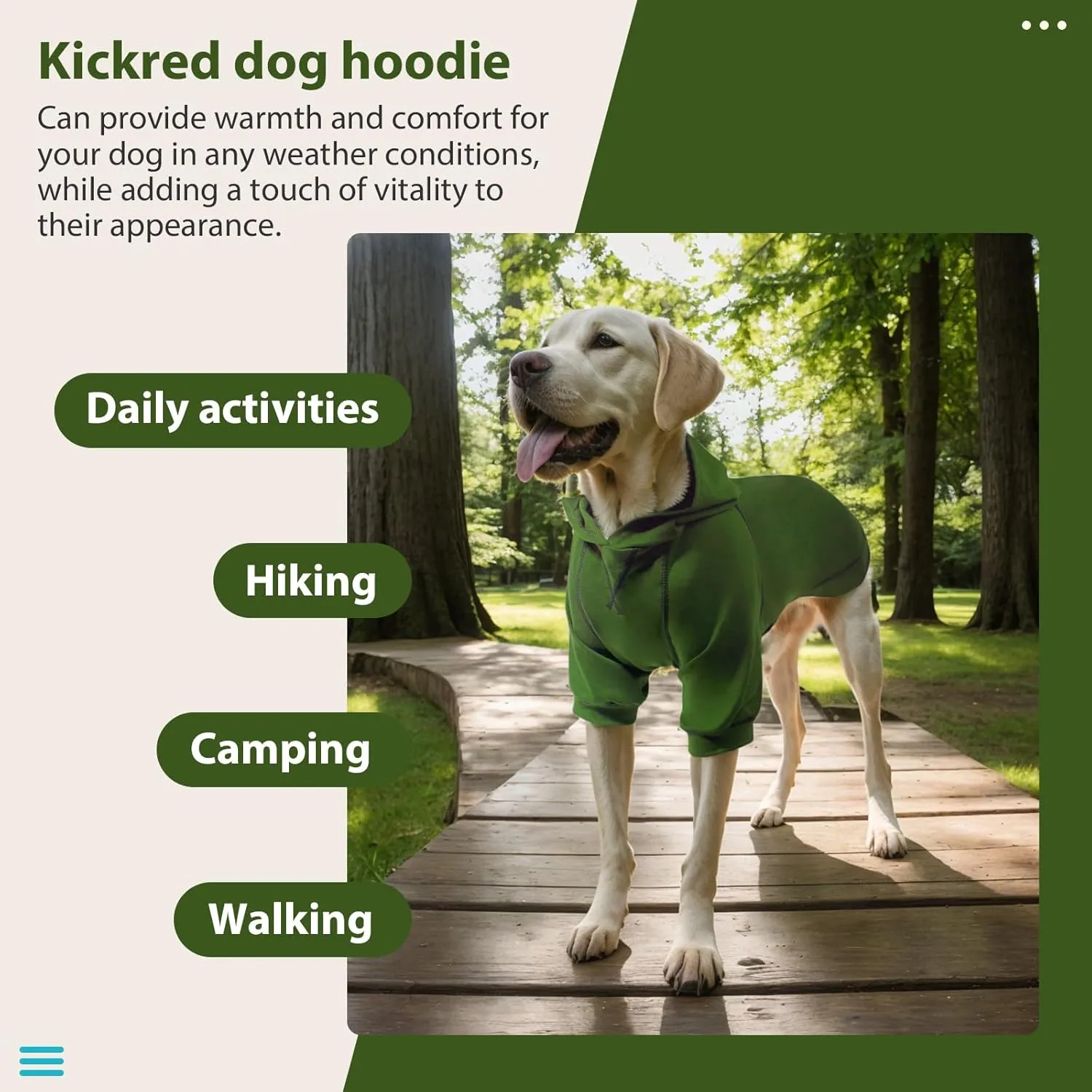 Basic Dog Hoodie, Premium Dog Sweater Pullover, Soft & Comfy Cotton Pet Clothes Hoodies with Hat and Leash Hole - Army Green (Medium)