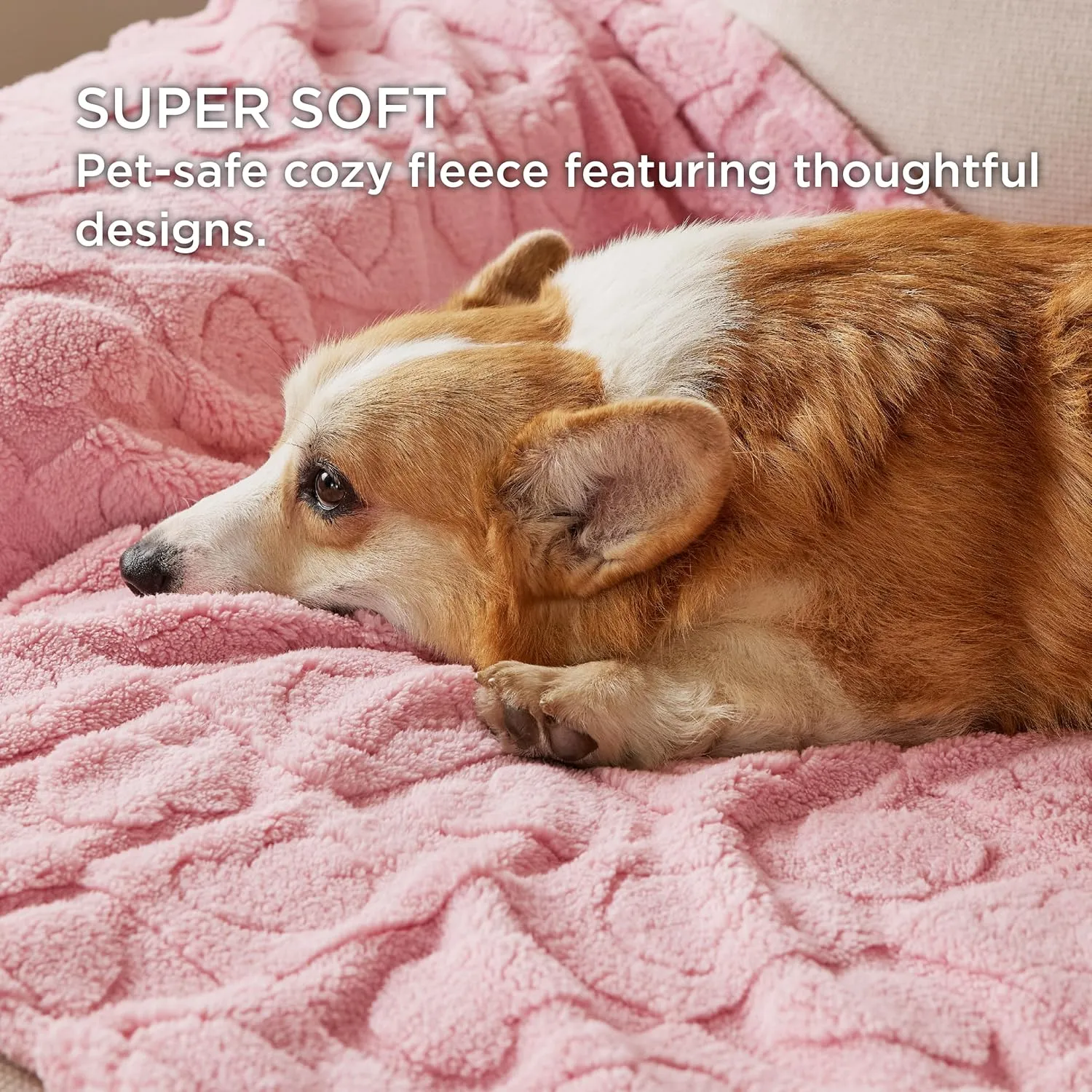 Bedsure Dog Blanket for Medium Dogs Washable - Fluffy Fuzzy Puppy Cat Blanket with Premium 300GSM Coral Fleece Soft for Pet Kitten Doggy, Pink, 30x40IN