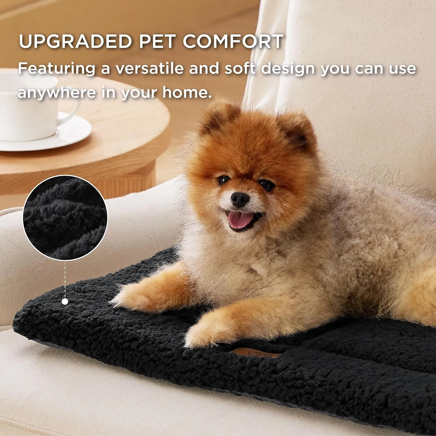 Bedsure Washable Dog Crate Bed for Large Dogs, Reversible Foam Floor Pet Mat, Versatile Lightweight Pet Crate Pad for Cages