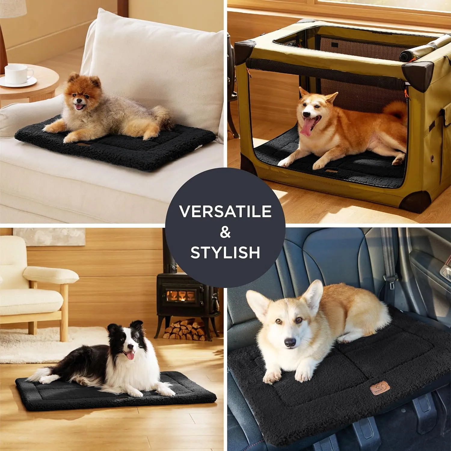 Bedsure Washable Dog Crate Bed for Large Dogs, Reversible Foam Floor Pet Mat, Versatile Lightweight Pet Crate Pad for Cages