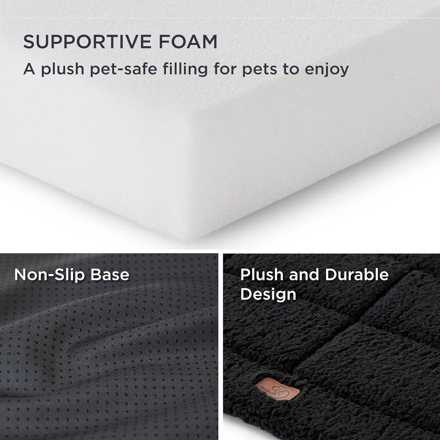Bedsure Washable Dog Crate Bed for Large Dogs, Reversible Foam Floor Pet Mat, Versatile Lightweight Pet Crate Pad for Cages