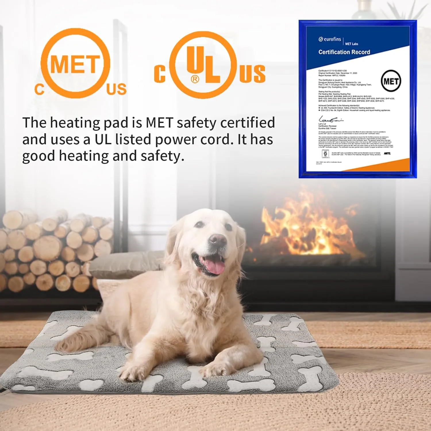 Bestio Dog Heating Pad,Medium Large Pet Heated Pad,Pet Heated Blanket with Upgraded Normally Open Temperature Controller,Heated Dog Pad with One Plush Cover(Blue Paw, 2818 in)
