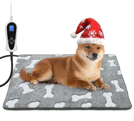 Bestio Dog Heating Pad,Medium Large Pet Heated Pad,Pet Heated Blanket with Upgraded Normally Open Temperature Controller,Heated Dog Pad with One Plush Cover(Blue Paw, 2818 in)