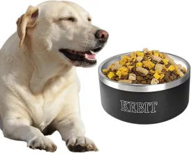 Black Stainless Steel Dog Bowls,Food and Water Feeding Bowl,Robust Non Slip Double Wall Insulated Dishwasher Safe for Dogs (64 Ounces)