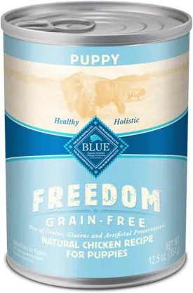 Blue Buffalo Freedom Grain Free Natural Puppy Wet Dog Food, Chicken 12.5oz cans (Pack of 12)