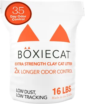 Boxie Extra Strength Cat Litter, 35-Day Odor Control, Clumping Clay, 16lb