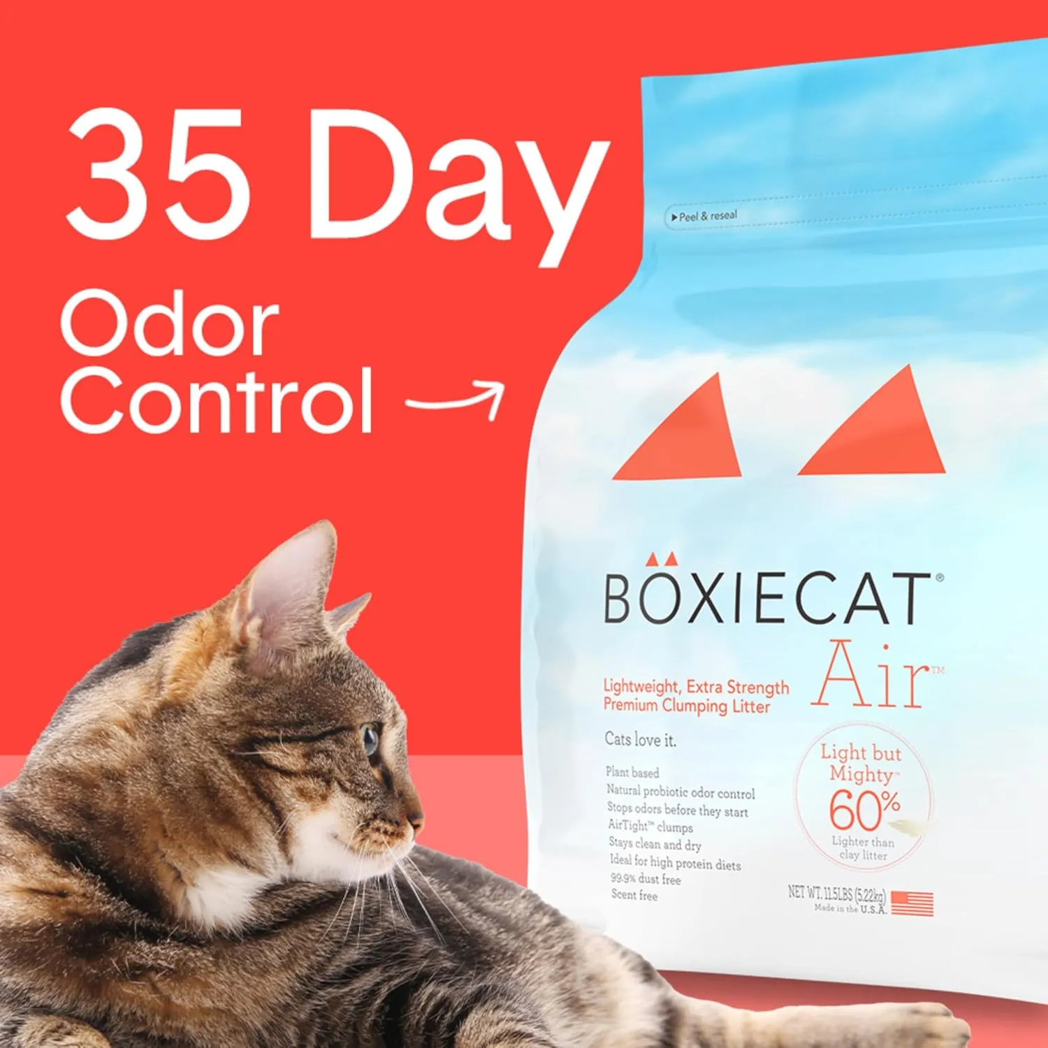 Boxie Extra Strength Cat Litter, Lightweight 35-Day Odor Control, Clumping, 16.5lb