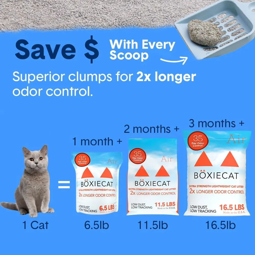 Boxie Extra Strength Cat Litter, Lightweight 35-Day Odor Control, Clumping, 16.5lb