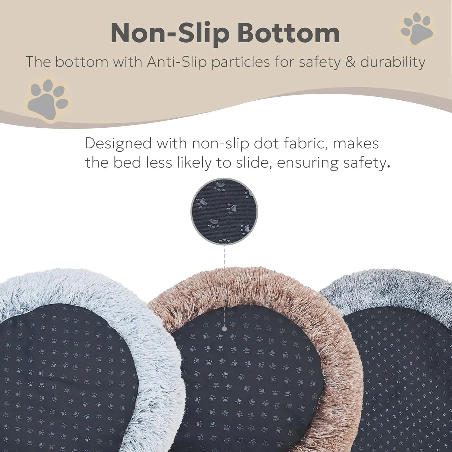 Calming Cat Beds for Indoor Cats, Extra Small Dog Bed Washable, Anti-Anxiety Donut Fluffy Plush Faux Fur Pet Bed, Fits up to 11 lbs Small Dog & Cat (Brown, 20")