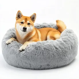 Calming Donut Pet Bed | Anti-Anxiety, Machine Washable, Luxurious Plush | Non-Slip & Waterproof | 20 Inches for Small Dogs & Cats (Fits Pets up to 45 lbs)