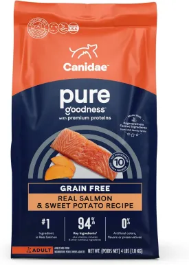 Canidae Pure Limited Ingredient Premium Adult Dry Dog Food, Real Salmon and Sweet Potato Recipe, 4 lbs, Grain Free
