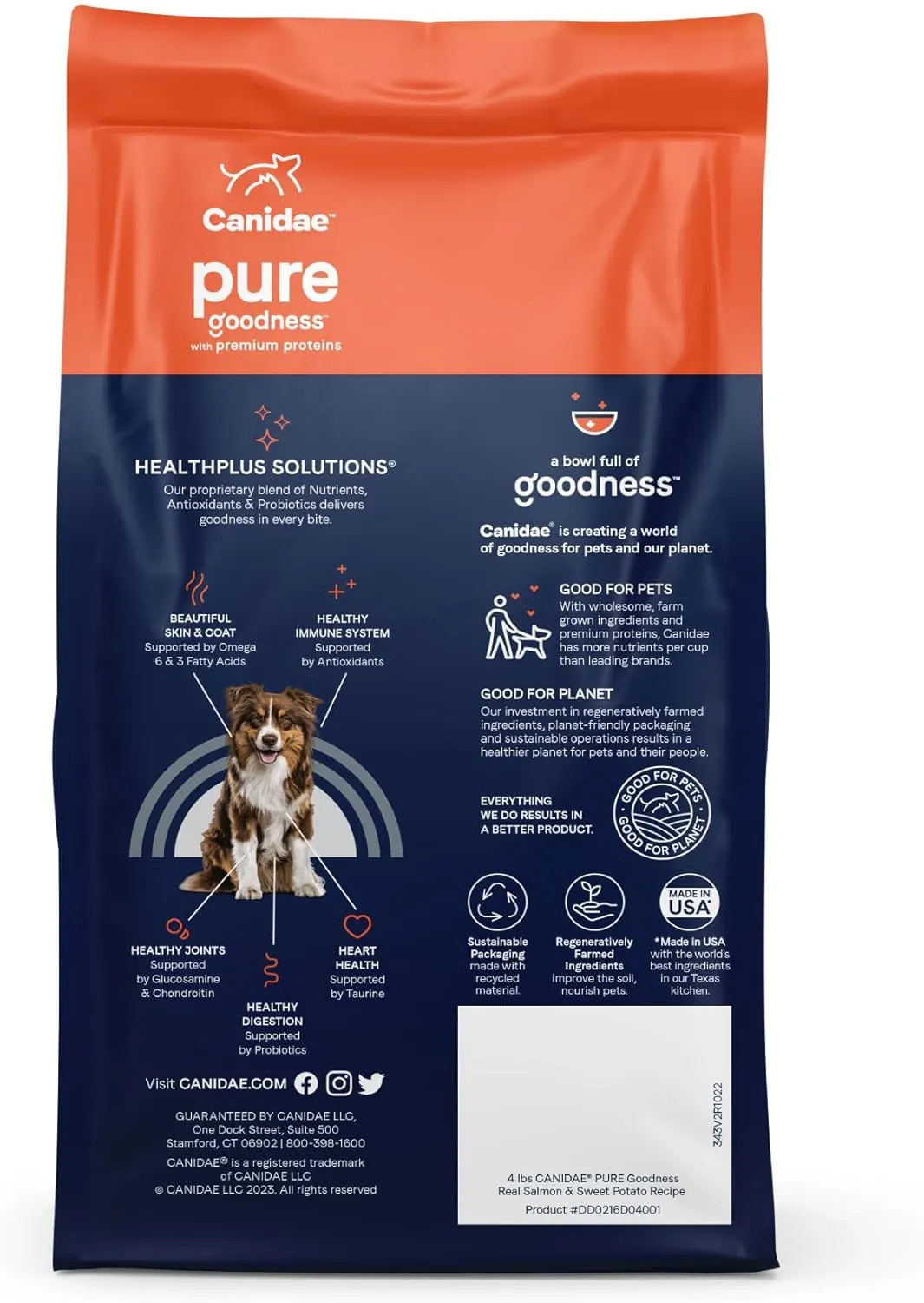 Canidae Pure Limited Ingredient Premium Adult Dry Dog Food, Real Salmon and Sweet Potato Recipe, 4 lbs, Grain Free