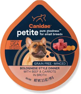 Canidae Pure Petite Premium Wet Dog Food for Small Breeds, Minced with Beef & Carrots, 3.5 oz, (Case of 12) Grain Free