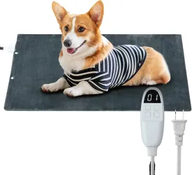 CAROMIO Pet Heating Pad, Faster Heating Electric Pads with Chew Resistant Cord Cat Heated Bed Pad, 6 Adjustable Temperature & 5 Timer Indoor Warming Heated Mat Safe for Dogs Cats- 28 x 16 Inch