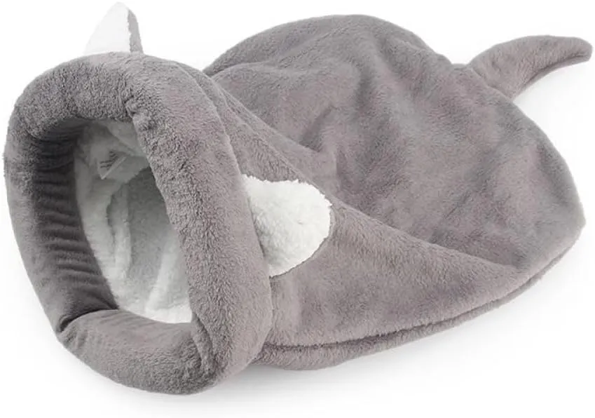 Cat Beds Cave for Indoor Cats for Small Dogs, Washable Sleeping Bag Calming, Soft Fluffy Self-Warming and Cozy Anti-Anxiety Cuddler (25 x 21 inch, Grey)