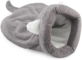 Cat Beds Cave for Indoor Cats for Small Dogs, Washable Sleeping Bag Calming, Soft Fluffy Self-Warming and Cozy Anti-Anxiety Cuddler (25 x 21 inch, Grey)