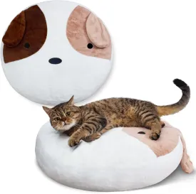 Cat Beds for Indoor Cats, Calming Small Dog Bed Washable 23.6 inches, Anti-Slip Round Faux Fur Fabric Pet Bed, Fits up to 25 lbs Pets, Donut Dog Beds & Furniture, Wihte