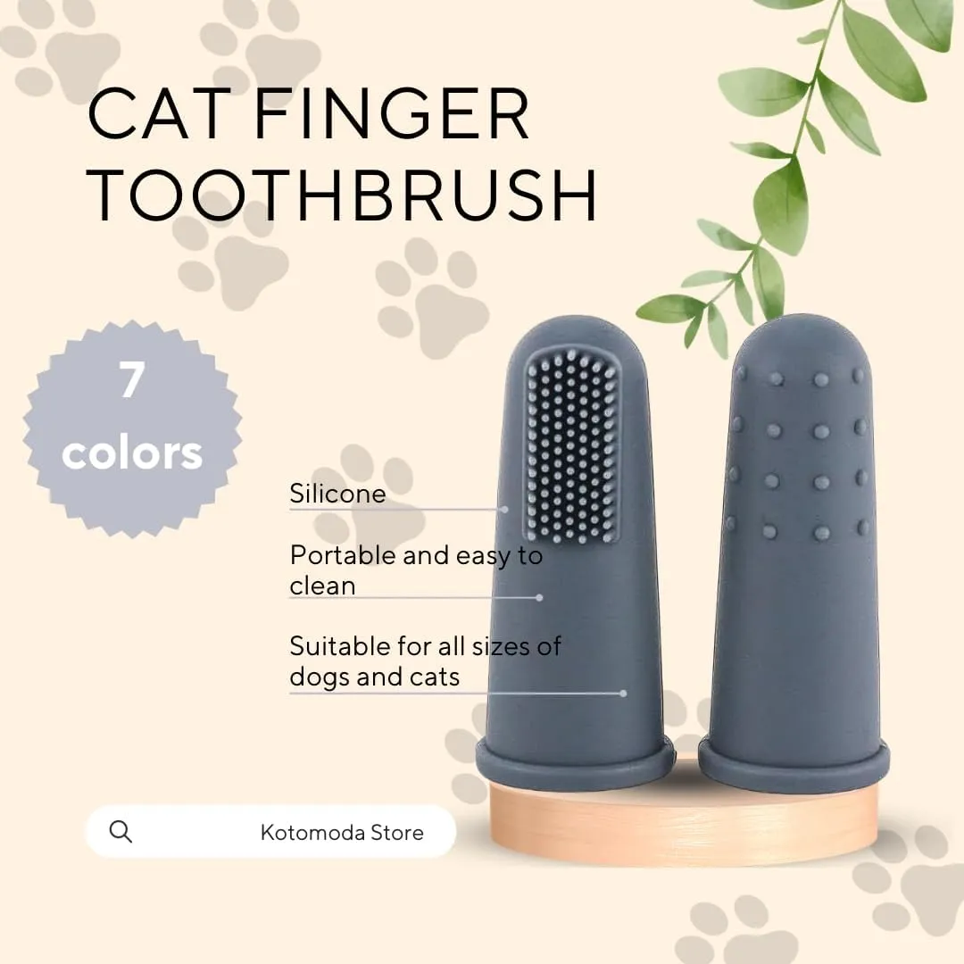 Cat Finger Silicone Toothbrush, Dog Tooth Brush with Food Grade Silicone, Keep pet's Mouth Clean and Reduce Gum Disease, Teeth & Gums Care for Dogs, Cats, and Pets (SoftBeige)