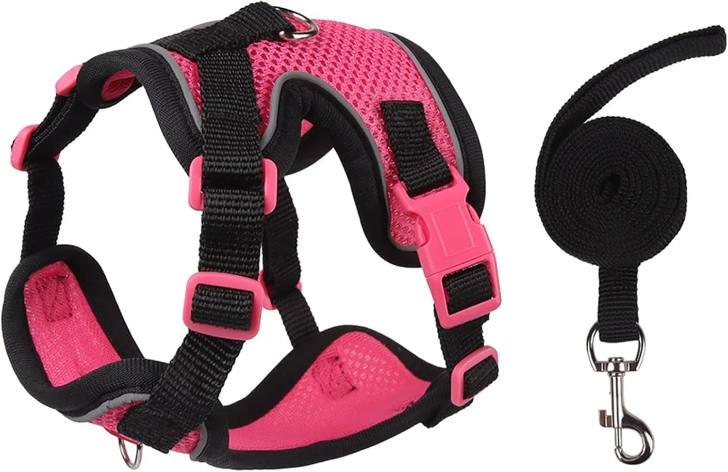 Cat Harness and Leash Set for Walking  Escape-Proof Reflective Vest for Cats and Small Dogs, Adjustable Soft Air Mesh with Pressure-Reducing Design, 4.92ft, M, RSE & Black