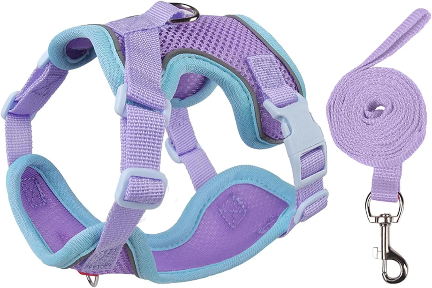 Cat Harness and Leash Set for Walking  Escape-Proof Reflective Vest for Cats and Small Dogs, Adjustable Soft Air Mesh with Pressure-Reducing Design, 4.92ft, XL, Blue & Purple