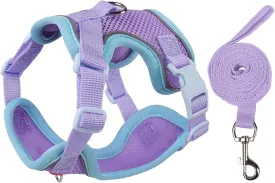 Cat Harness and Leash Set for Walking  Escape-Proof Reflective Vest for Cats and Small Dogs, Adjustable Soft Air Mesh with Pressure-Reducing Design, 4.92ft, XL, Blue & Purple