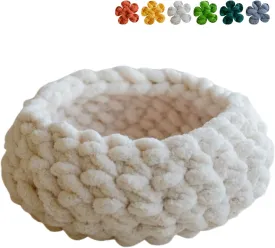 Cat Nest Bed  Premium Handwoven Washable Extra Soft Round Cave House Furniture for Indoor Kitten (Cloud White,Large)