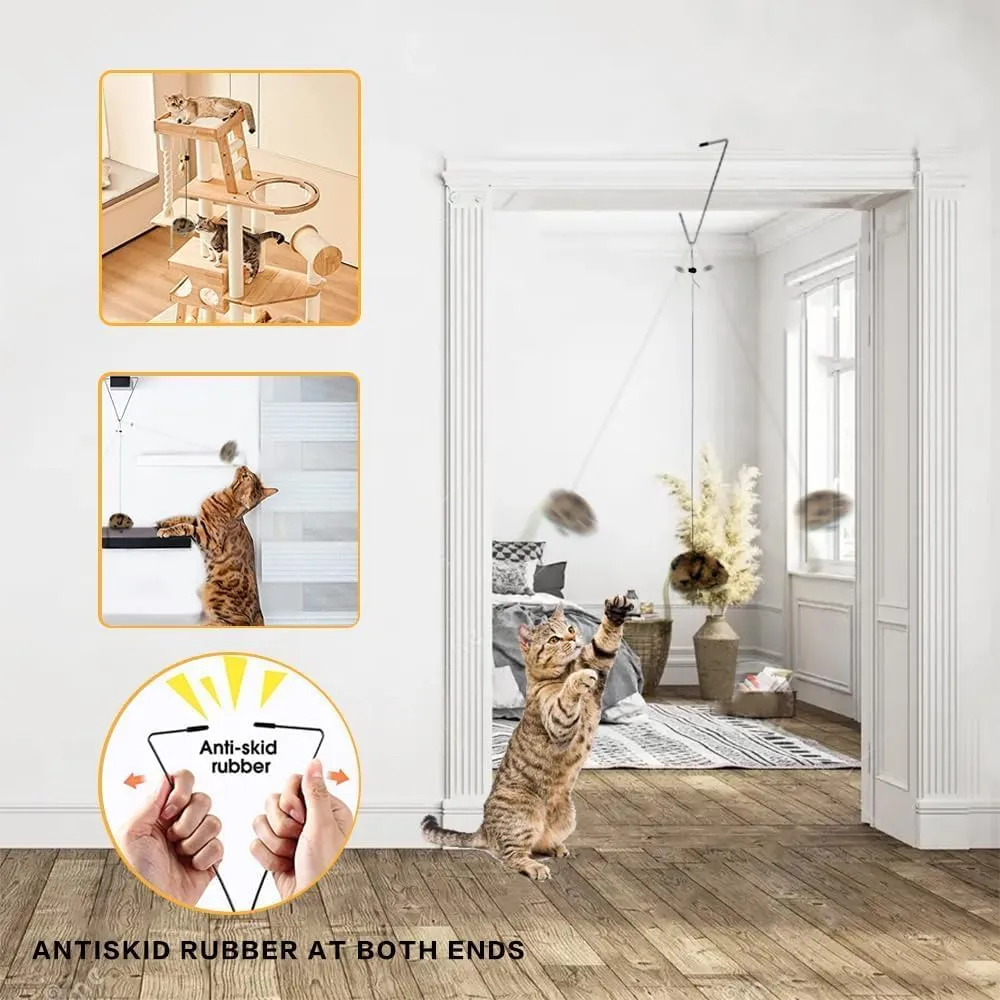 Cat Toys for Indoor Cats,Interactive Door Hanging Cat Toys Attached with Catnip/Feathers/Birds/Worm Toys for Cats/Kitten Toys(3 Pack)