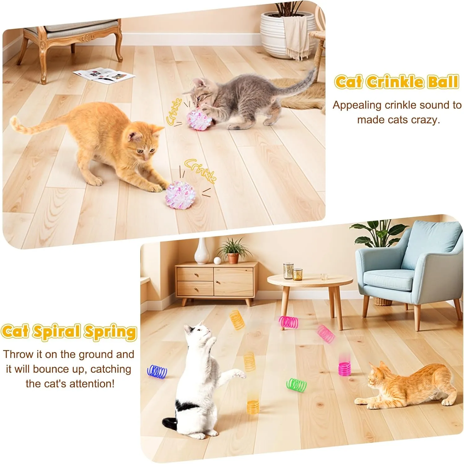 Cat Toys, Interactive Cat Toy Set for Indoor Cats with Suction Cup, Cat Feather Toy, Self-Holding Suction, Door Hanging Cat String Toy for Bored Indoor Kitten Adult Cats - Style 1