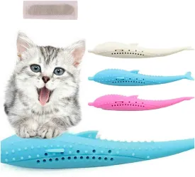 Catnip Toys, Interactive Cat Fish Shape Toothbrush Refillable Catnip Simulation Fish Silicone Teeth Cleaning Chew Pet Supplies for Kitten Kitty Cats
