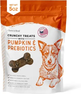 Chew   Heal Labs Crunchy Biscuits for Dogs - 5 oz of Healthy Dog Treats for Medium, Small, and Large Dog Breeds - Made with Pumpkin, Prebiotics, Agave Inulin, and More - Made in The USA