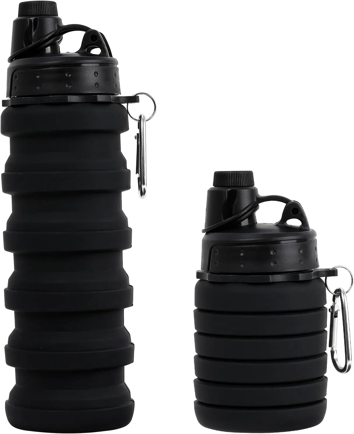 Collapsible Water Bottle for Adults, Boys, Students, Kids, Reusable Silicone Foldable Water Bottles for Travel Camping Hiking, Portable Sports Water Bottle, Black