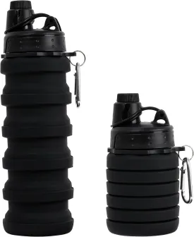Collapsible Water Bottle for Adults, Boys, Students, Kids, Reusable Silicone Foldable Water Bottles for Travel Camping Hiking, Portable Sports Water Bottle, Black