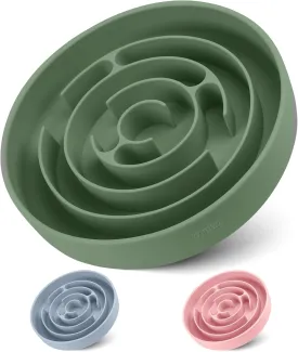 Coomazy Extra Large Slow Feeder Bowl, Silicone Dog Bowl with Suction Cups, Slow Feeder & Non-Slip Design, Boredom and Anxiety Reducer, Suitable for Large Dogs, Avocado Green, 5 Cup