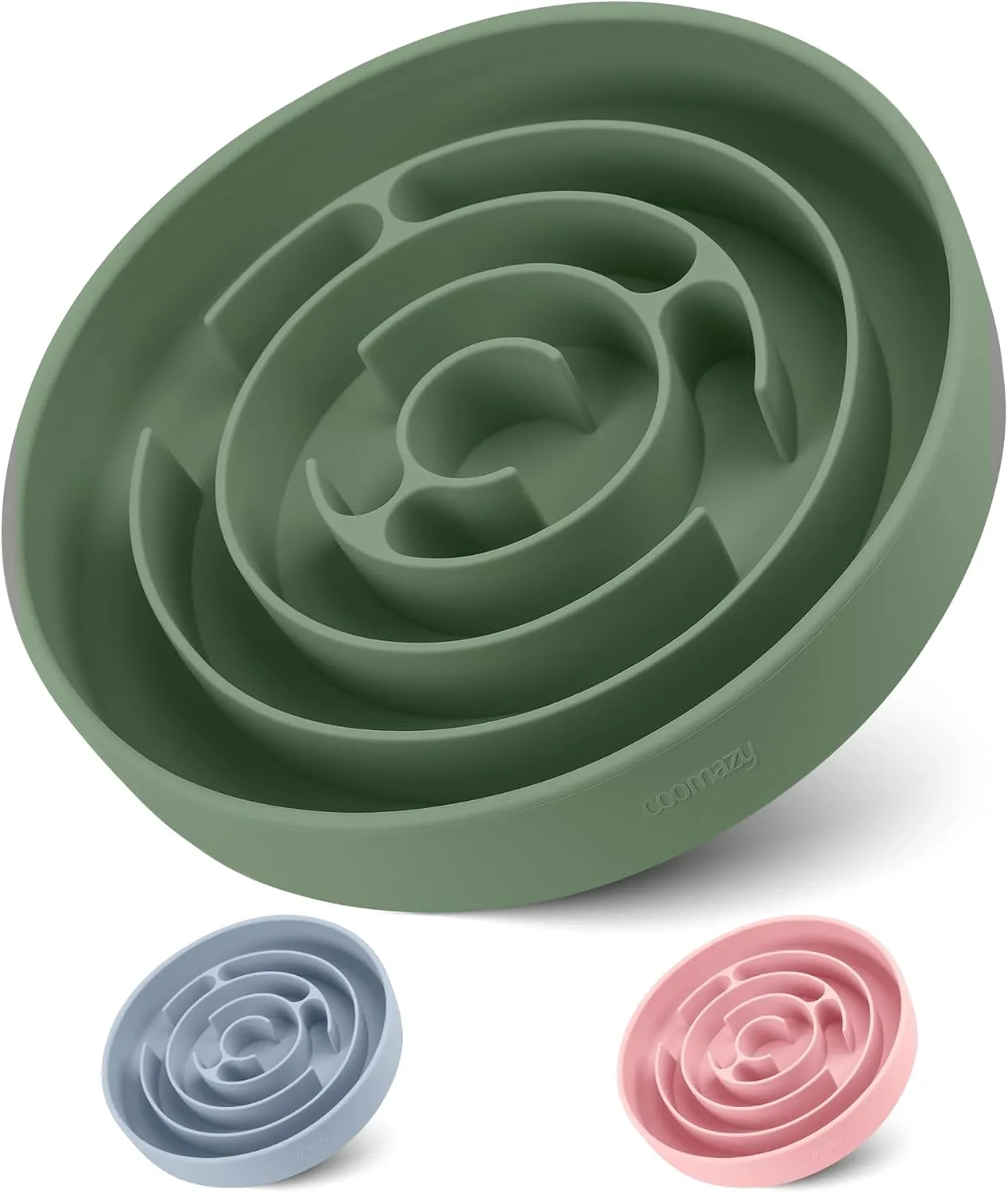 Coomazy Extra Large Slow Feeder Bowl, Silicone Dog Bowl with Suction Cups, Slow Feeder & Non-Slip Design, Boredom and Anxiety Reducer, Suitable for Large Dogs, Avocado Green, 5 Cup
