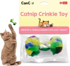 Crinkle Ball Cat Toy with Catnip 2.5 Inch (1-Pack)  Durable Dumbbell Shape for Active Play  Safer Than Foil Cat Toys